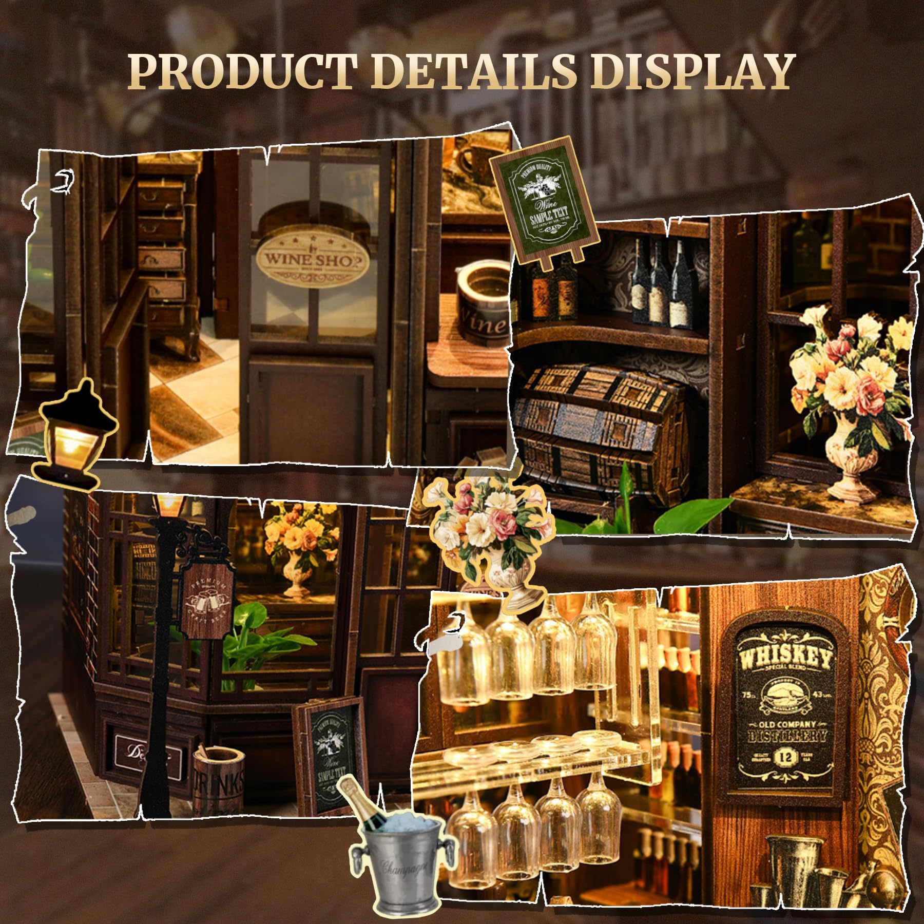 Book Nook Kit für Erwachsene - LUMYCE DIY Miniatur Haus Holzpuzzle 3D Puppenhaus - Buchstütze für Bücherregal Deko mit Led Licht Kreatives Geschenk für Leser