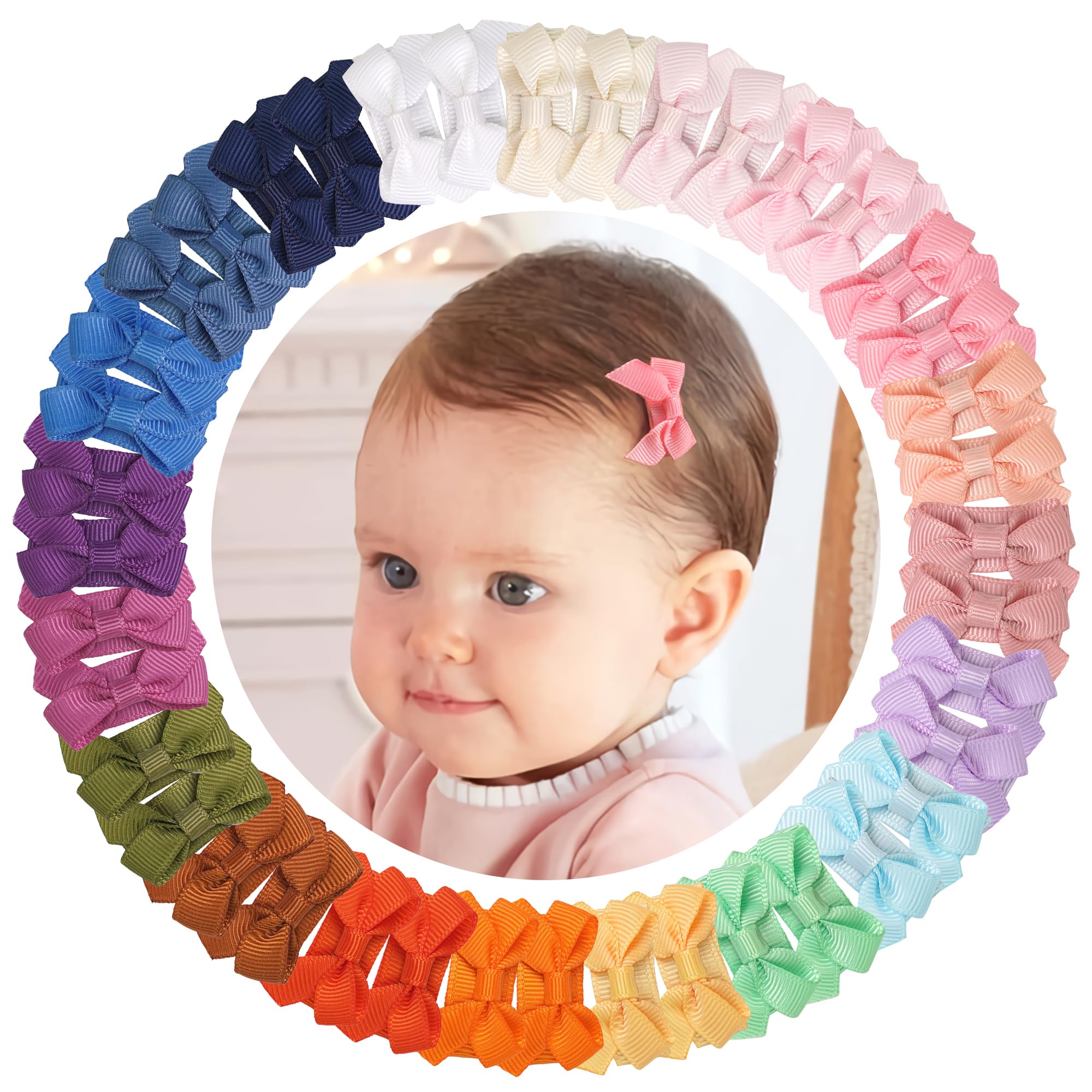 JOYOYO 40 Pcs Baby Hair Clips Mini Snap Clips 1.4 Inch, Baby Hair Bows Especially Fit for Newborn Fine Hair โ image 1