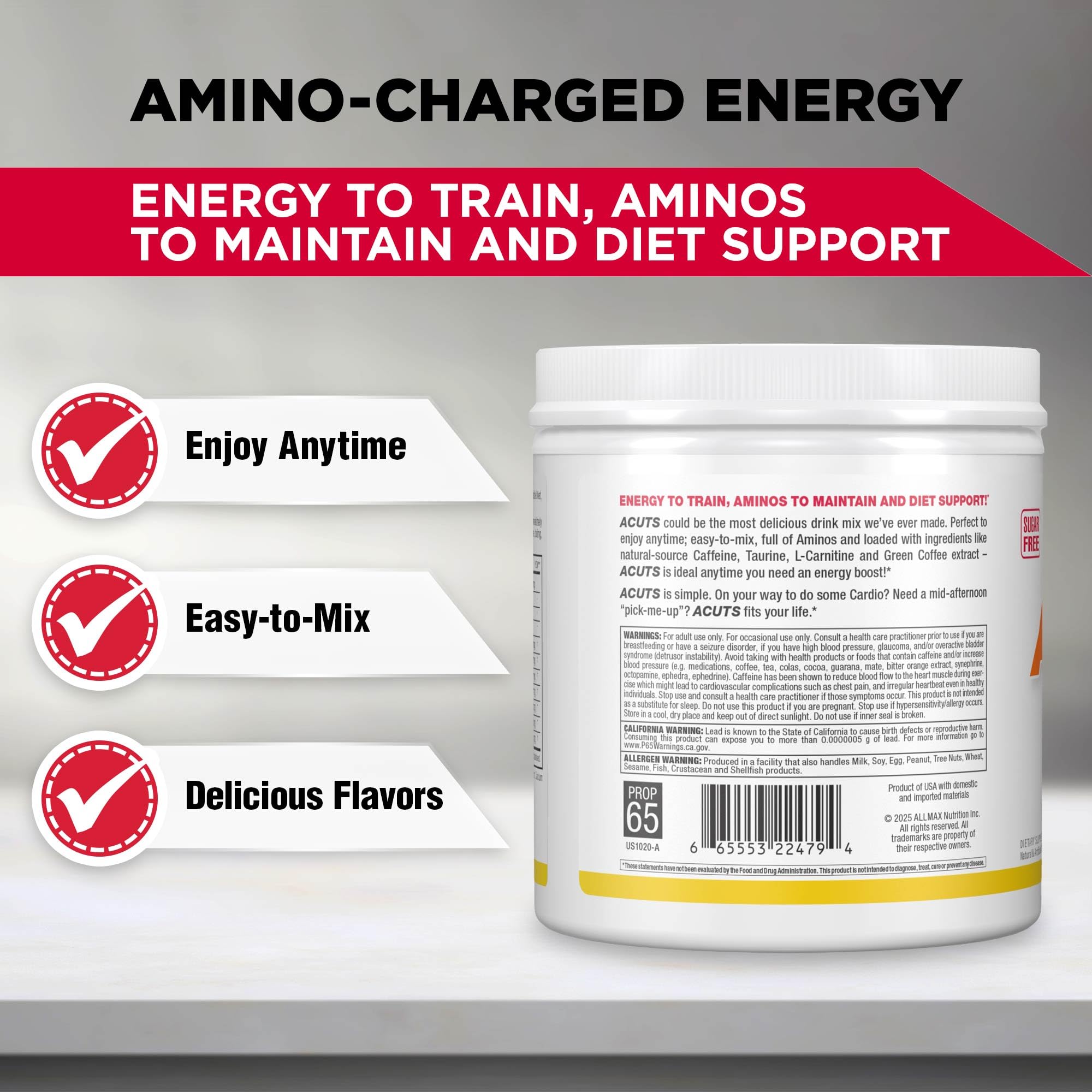 ALLMAX ACUTS Amino Energy Powder, 30 Servings, Pina Colada — Amazon image 2