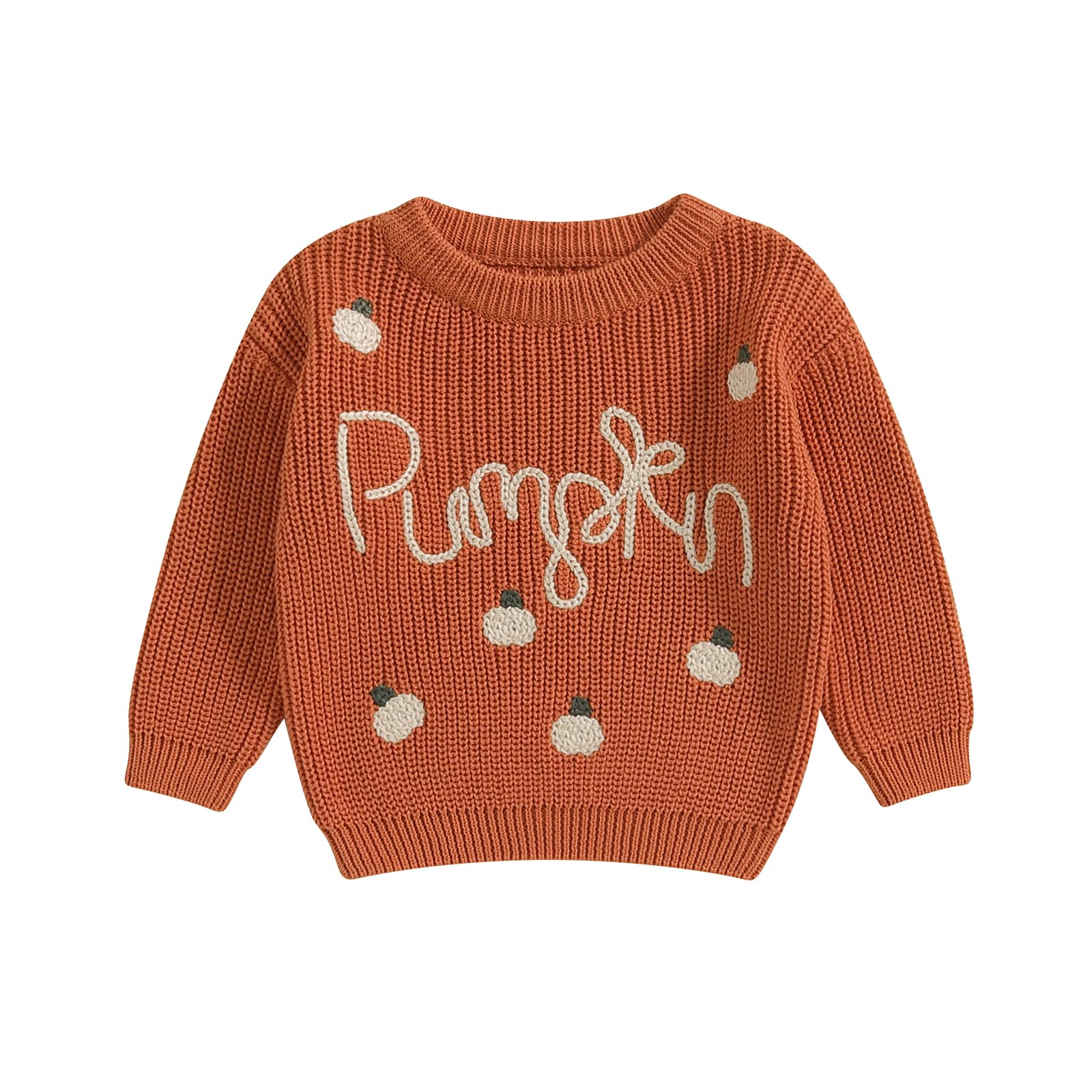 LSFYSZD Toddler Baby Girls Boys Halloween Pumpkin Sweaters Long Sleeve Crew Neck Winter Warm Knitwear Pullover Jumpers Top — view 222