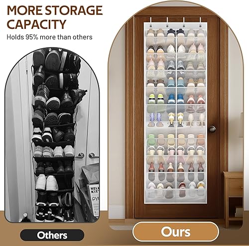 Miniatura 3 de MISSLO Organizador de zapatos transparente para colocar sobre la puerta, paquete de 30 pares de organizadores de zapatos para colocar sobre la puerta