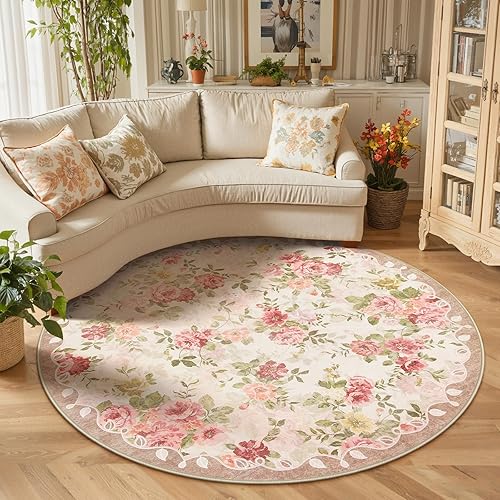 Miniatura 12 de Lahome Alfombra Floral Lavable de 3 x 5 Pies, Alfombras Pequeñas para Dormitorio, Suave Antideslizante, Alfombras para Entrada, Alfombra de Pila