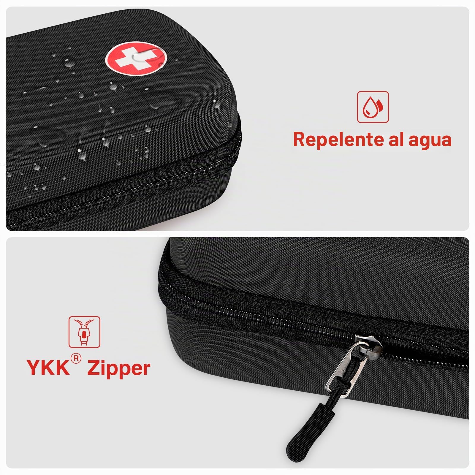 MEDMAX EpiPen Bolsa de Viaje, Rígido Concha Dura Estuche, Grande Portátil Medicamentos Organizador para 3 EpiPens, Asthma Inhaler, Anti-Histamine, Auvi-Q, Allergy Medicine Essentials, (Negro)
