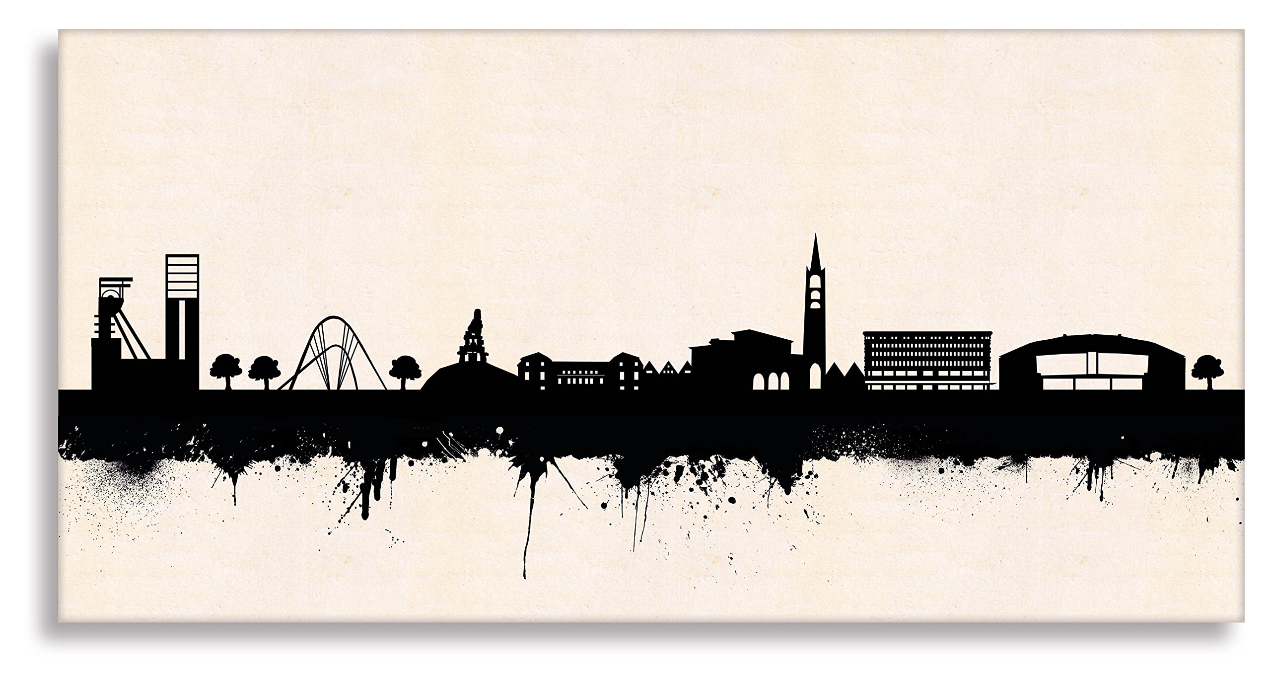 Kunstbruder Herne Skyline - Stampa Su Tela, 30x60 Cm | Quadro Street Art Con Profilo Della Città | Pronto Da Appendere - 6