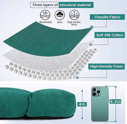 Miniatura 10 de ROFIEJOX Cojín de banco de 45 pulgadas, poliéster cepillado, espuma de alta densidad, parte inferior antideslizante, cojines suaves y duraderos,