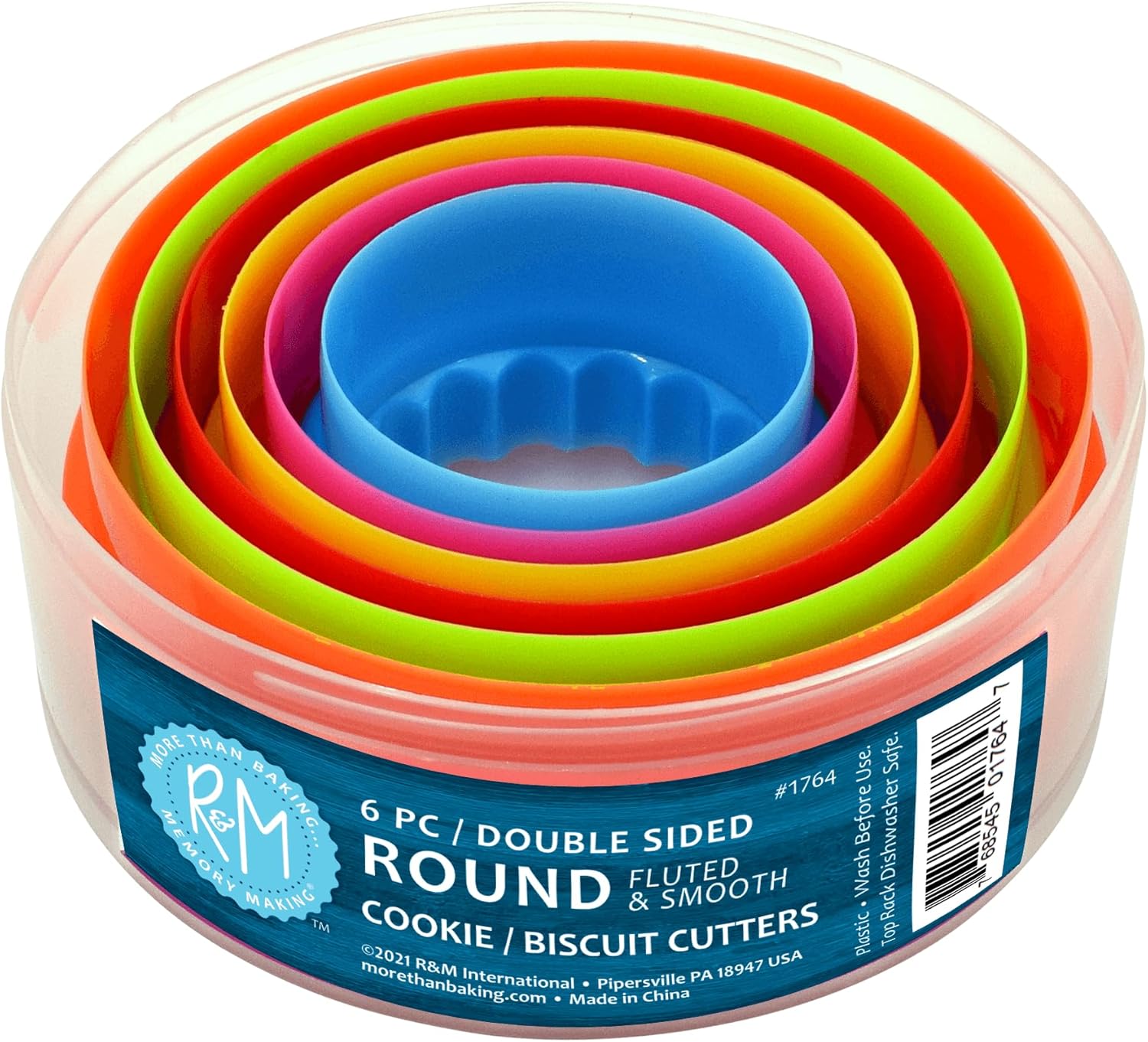 R&M International Round, Set of 6 Cookie & Biscuit Cutter Set, Sizes, Colors may vary