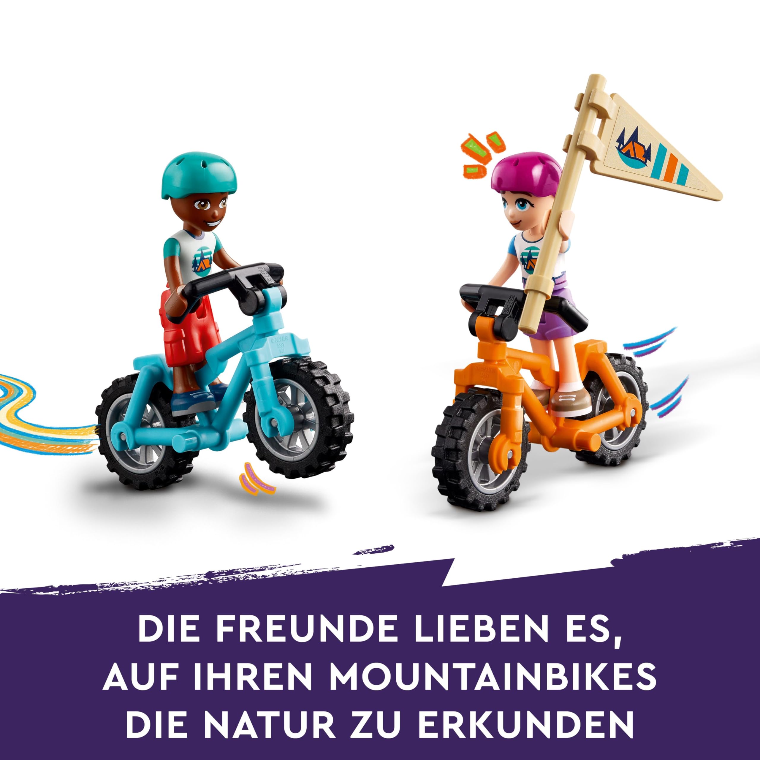 LEGO Friends Gemütliche Hütten im Abenteuercamp, Spielset für Rollenspiele in freier Natur, Kinderspielzeug für Mädchen und Jungen ab 7 Jahren mit 3 Spielfiguren und Fuchs, Camping-Spielzeug 42624