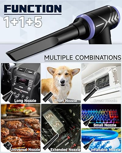 Miniatura 7 de HOTFIEN Plumero de aire comprimido, 150000 rpm, limpiador eléctrico diminuto de velocidad continua para teclado, limpieza profunda de PC, reemplazo