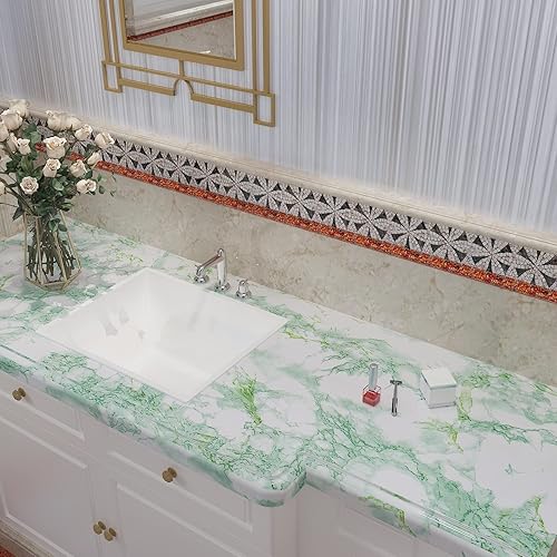 Miniatura 4 de CHIHUT Papel de contacto de mármol impermeable para encimeras de 30 x 118 pulgadas, papel de contacto de mármol autoadhesivo para encimeras, papel