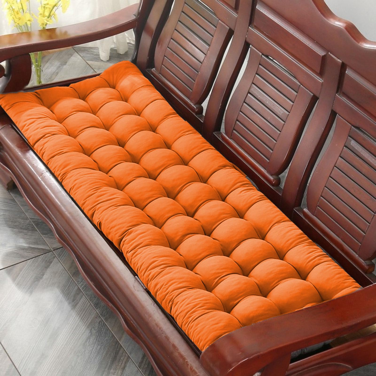 BangDon Garden Sunlounger Cushion Only Sun Lounger Padded Cushions Portable Thick Garden Recliner Chair Cushion Anti-slip with Secure Ties for Patio Pool Office (Orange,120 * 45)
