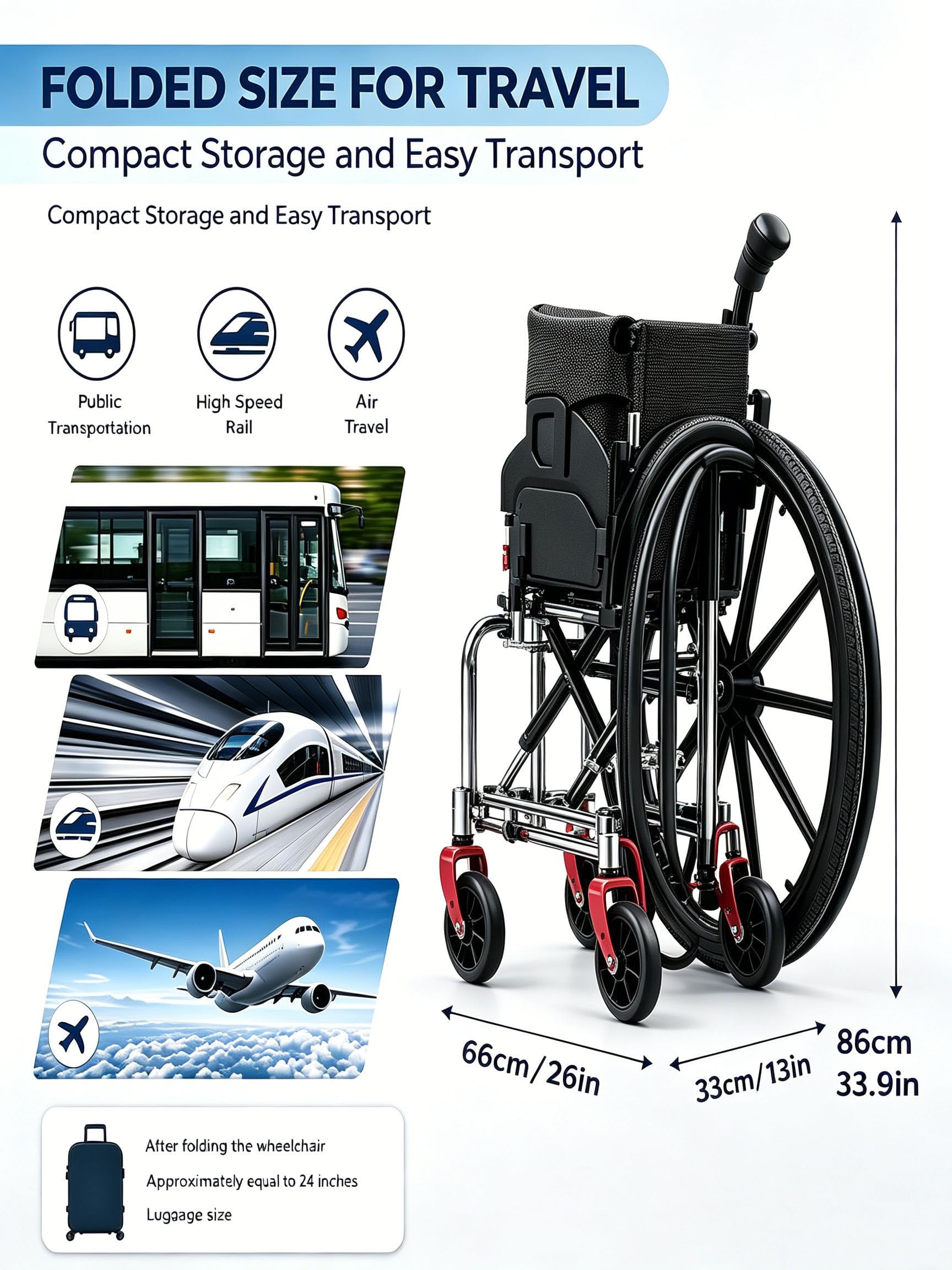 Lekki sportowy wózek inwalidzki (napędzany ręcznie) SeatW38cm | Model składany z napędem ręcznym, koła 24-calowe, regulowany podnóżek, aluminiowa rama, lekki wózek sportowy