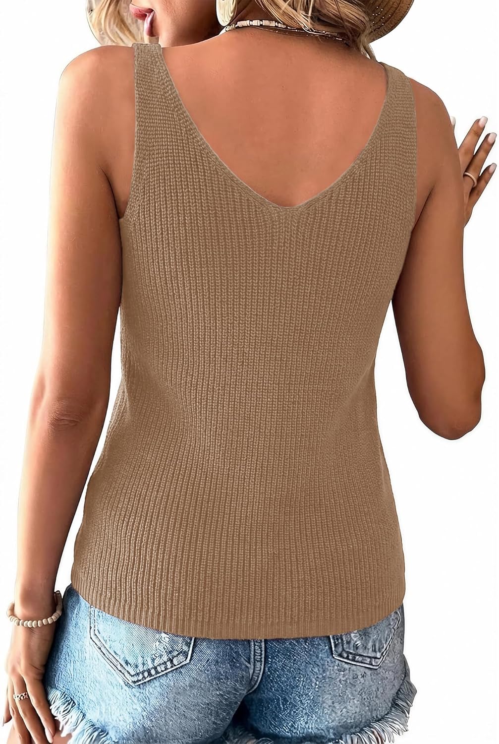 LaGracia Women's 2026 Summer Sleeveless Tank Tops V Neck Knit Sweater Vest Casual Loose Camisole Crochet Tops - Image 4