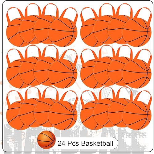 Miniatura 4 de Shihanee 50 bolsas de baloncesto para fiesta temática de pelota de golosinas, bolsas de regalo para juegos deportivos, bolsas de regalo no tejidas