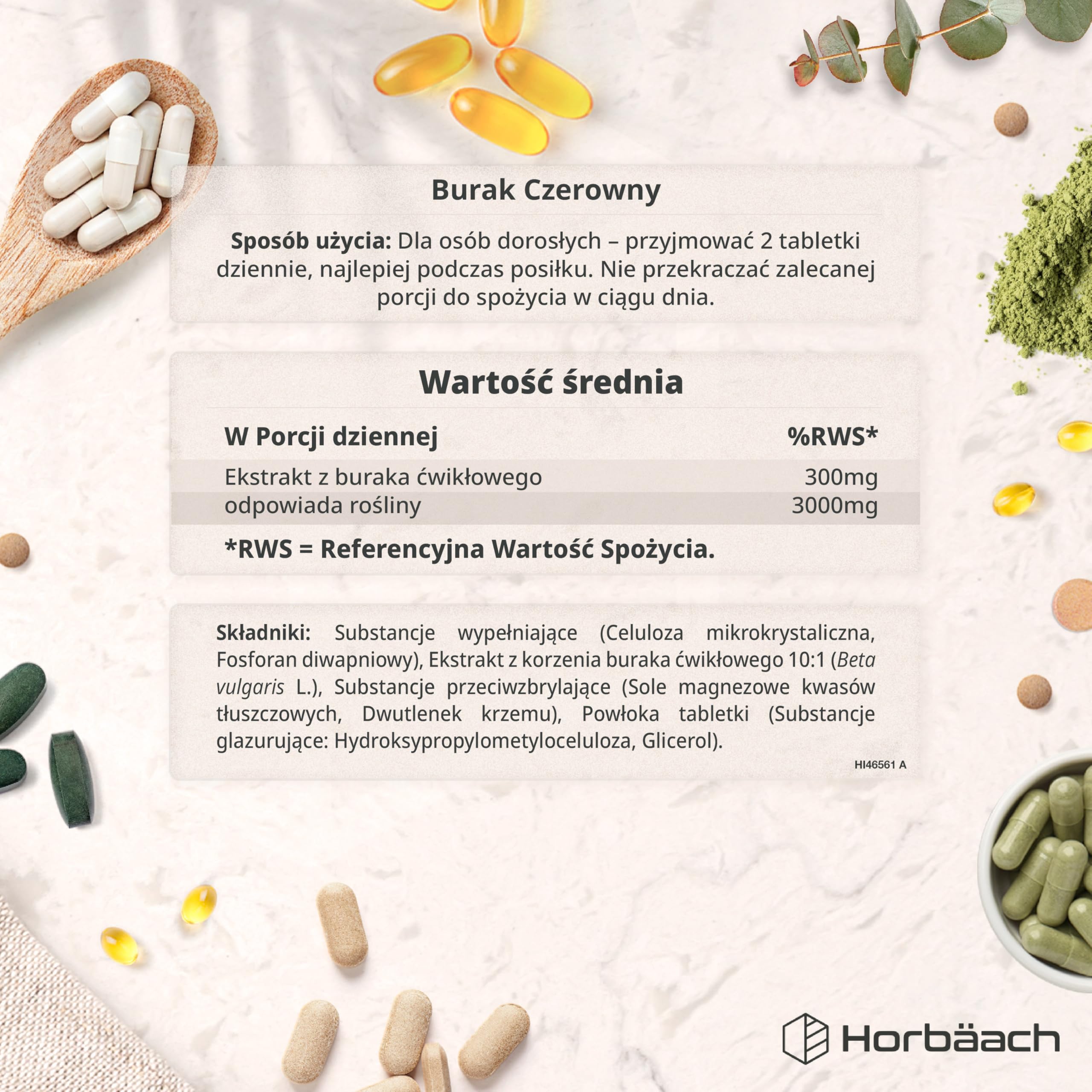 Burak Tabletki 3000mg | 10:1 Ekstrakt | Wysokiej Mocy Suplement z Buraka | 180 Tabletek Wegańskich (zapas na 3 miesiące) | Tlenek azotu | marki Horbaach
