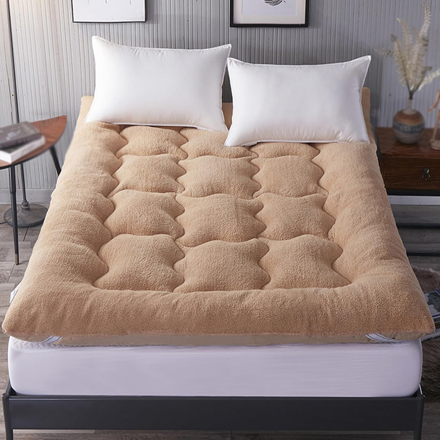 Japanese Floor Mattress Futon Mattress Full Size,Foldable & Portable Floor Lounger Bed,Roll Up Sleeping Pad, Tatami Mattress Applicable to Bedroom/Living/Floor mat/Tent Mat/Guest .(Camel,35x78in)