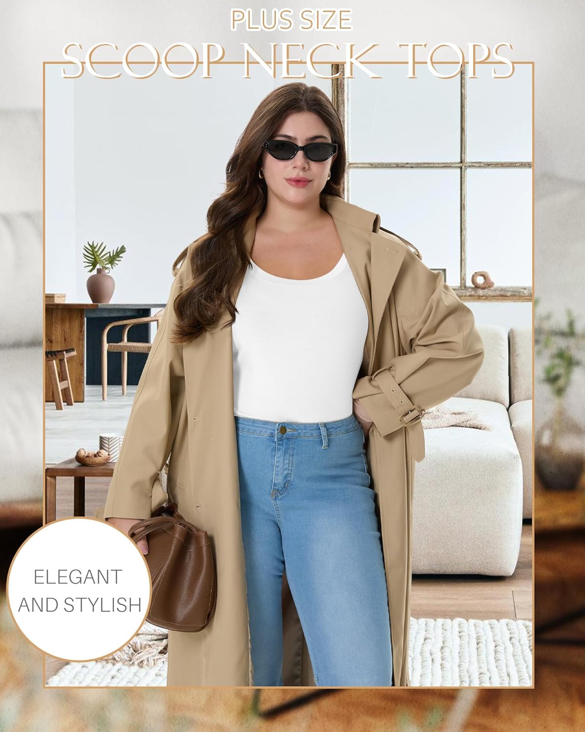 3 Pack Women's Plus Size Scoop Neck Long Sleeve Shirts, U Neck Loose Layer Tops Casual Soft Solid Basic Tees Blouses - Image 6