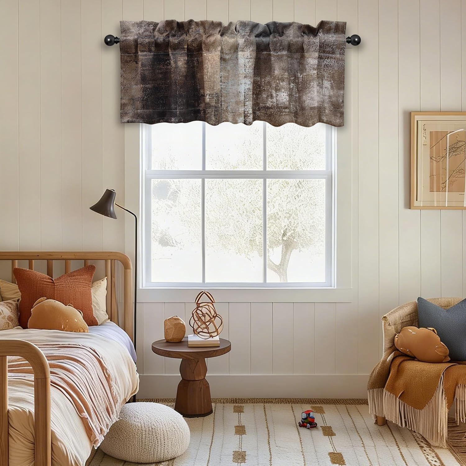 Abstract Art 2 Pack Valance for Windows - Wrinkle Resistant Blackout Valances, Heavyweight Fabric (52x18 Inch, Brown) - Image 4