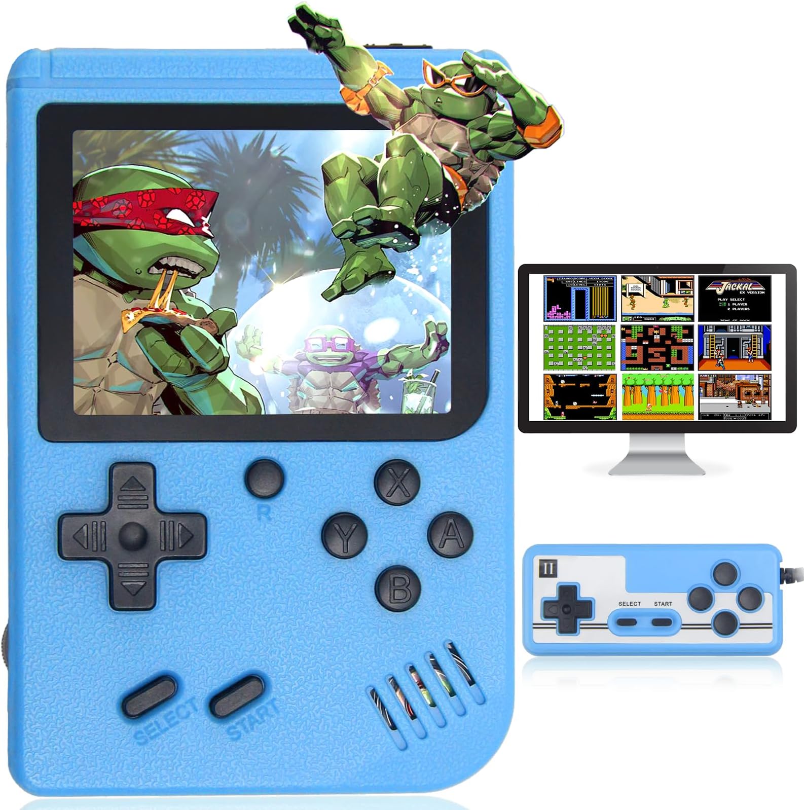 Retro Handheld Game Console, Portable Hand Held Video Game with 500 Classical FC Games, Handheld Mini Game Console for Kids Adults, 3.0-Inch Screen, 1200mAh Rechargeable Battery, Support TV & 2 Player