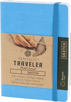 4" x 6" Pocket Sketchbook Traveler Journal, 160 Pages, Bright Blue