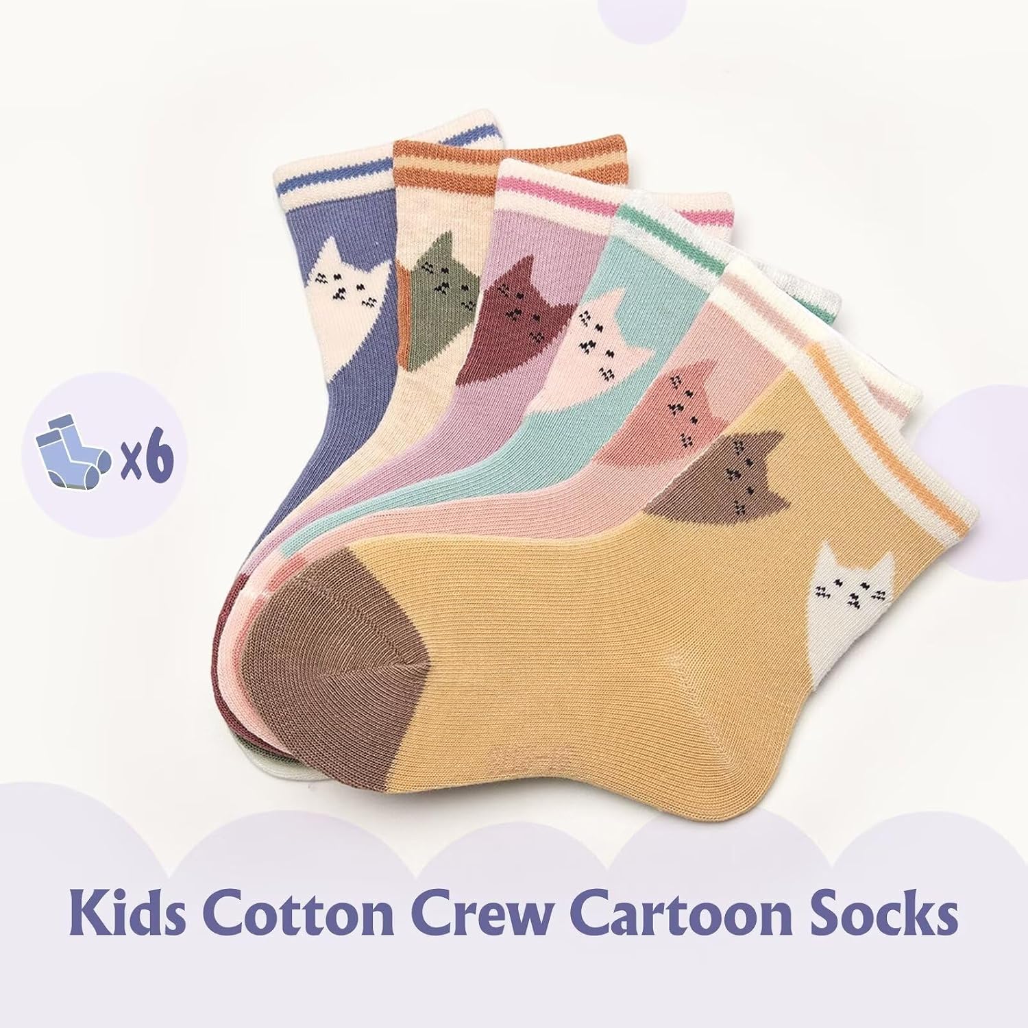 Boys Cotton Socks Kids Colorful Quarter Socks Cartoon Seamless Dress Socks Bears for Boys 6 Pack