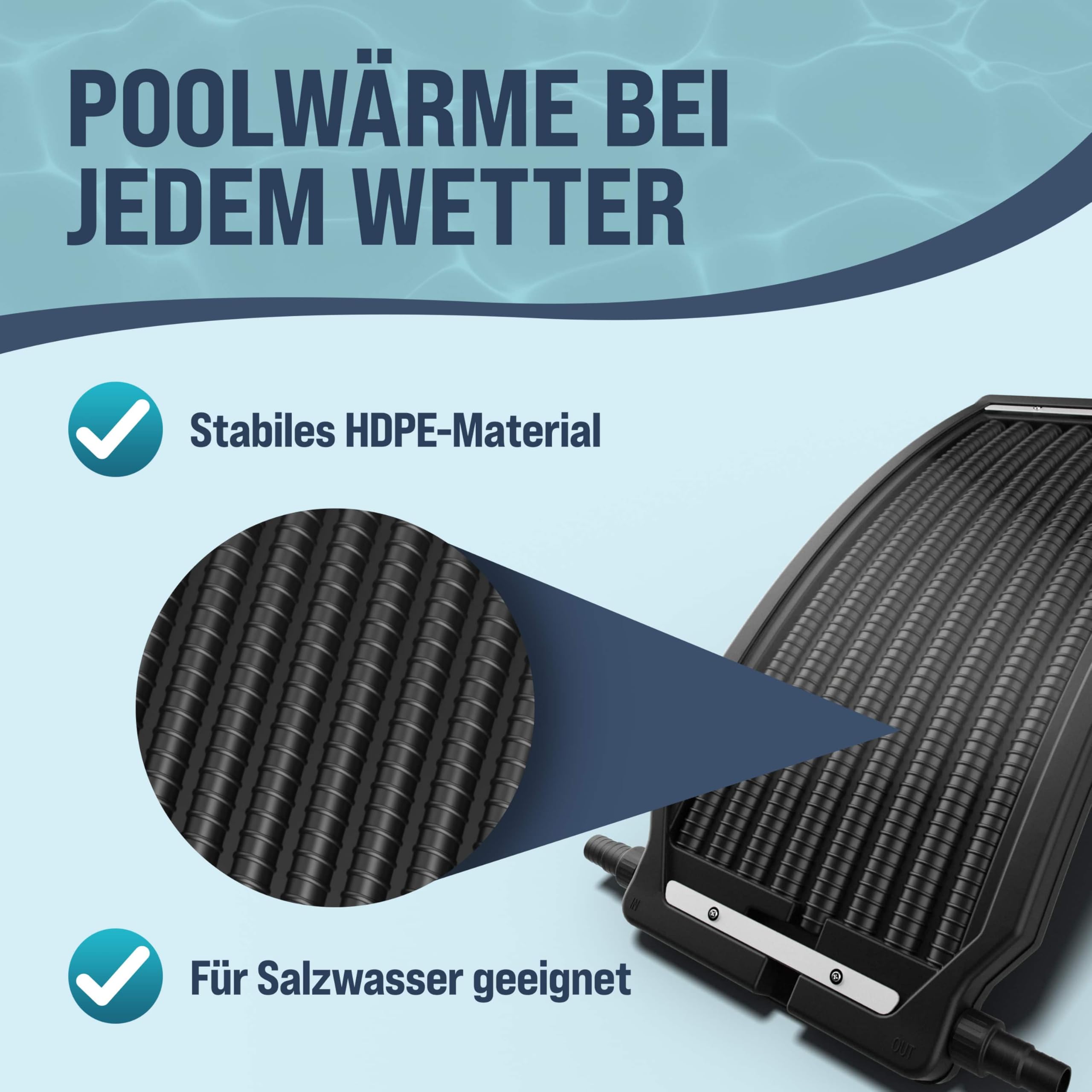 Monzana® Sonnenkollektor Pool 112x55x14cm 10000 L/h Höhenverstellbar 32/38mm Anschluss UV-Beständig Erweiterbar Poolheizung Solar Heizung Wasser
