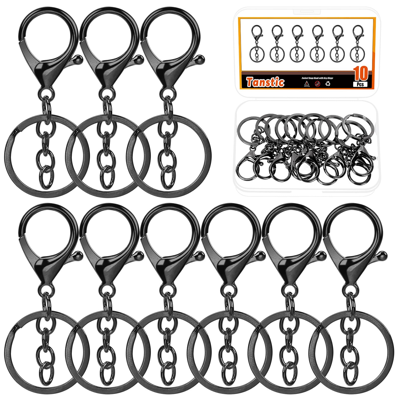 Tanstic Hummer Klaue Verschlüsse Schlüsselanhänger Swivel Lanyard Snap Hooks mit Schlüsselringen für Handwerk Schlüsselanhänger Tasche (Gun Black)