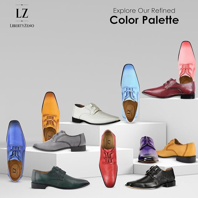 LIBERTYZENO Mens Genuine Leather Classic Tread Design Lace Up