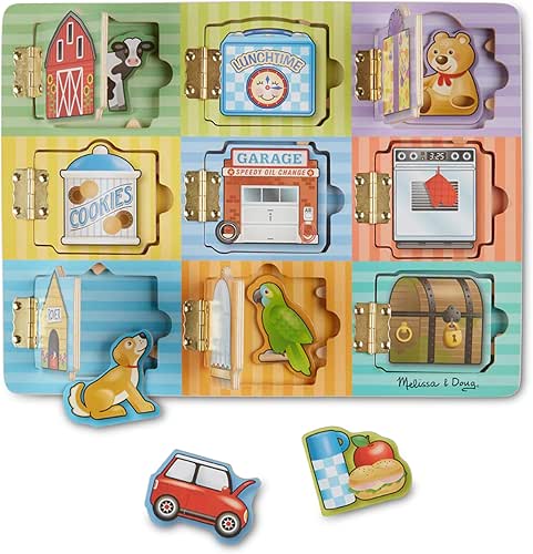 Melissa & Doug Wooden Hide & Seek Activity Board –
