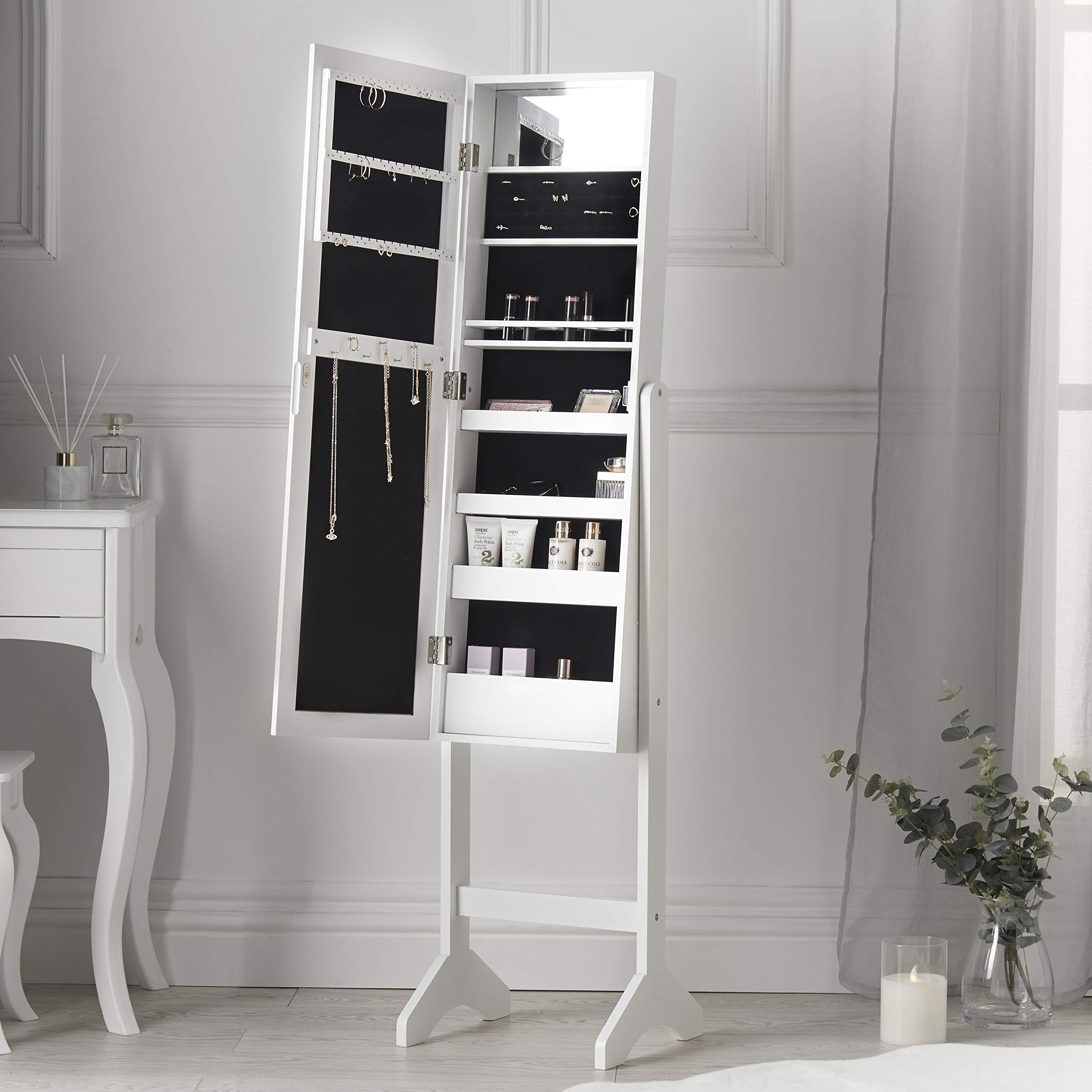 CARME White Dressing Table with Hollywood Mirror & Jewellery