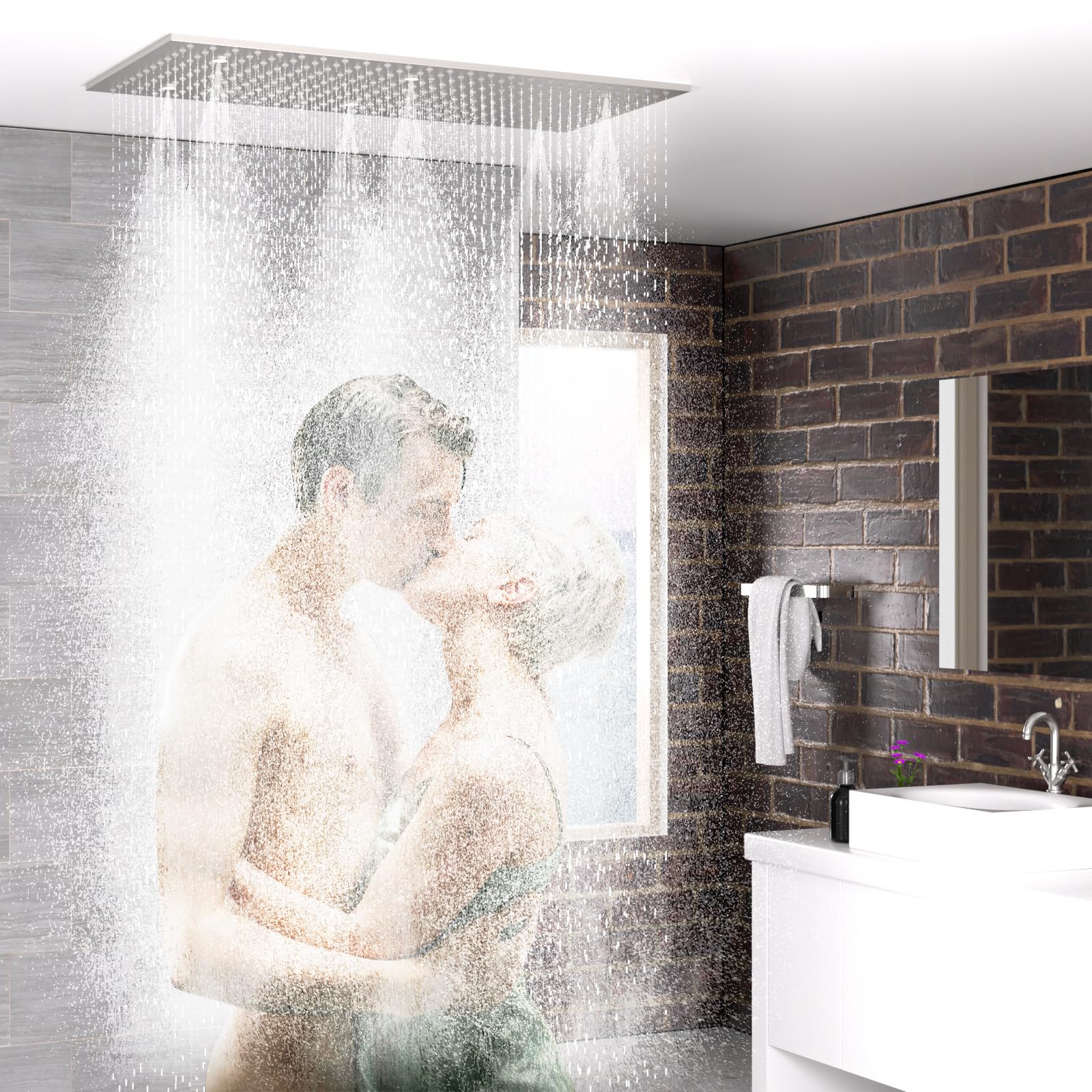 HOMEDEC 2-Functions Luxury High Pressure Rain Shower Head, 16