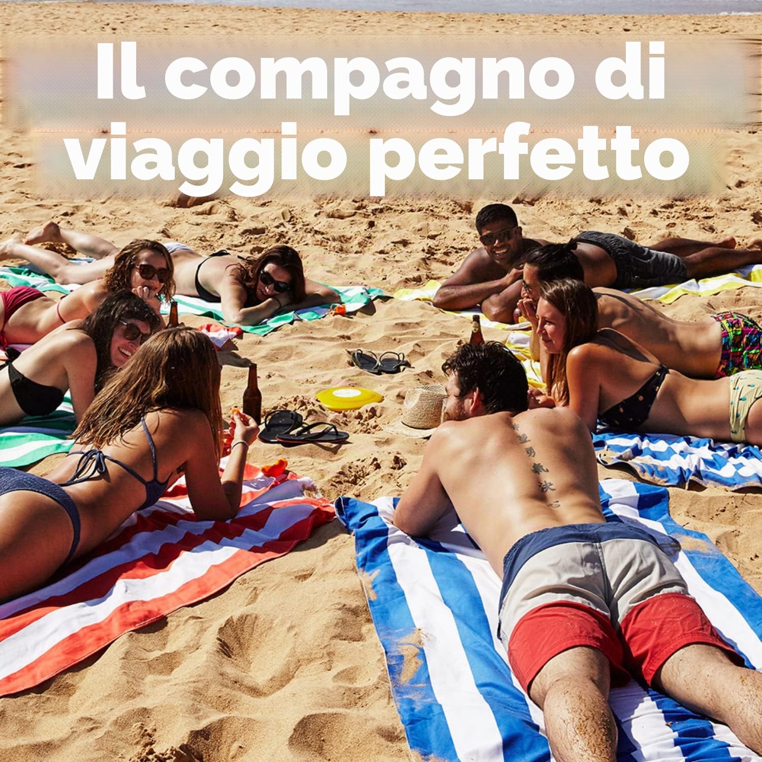 Dock & Bay Telo Mare - Asciugatura Rapida, Senza Sabbia - Compatto, Leggero - Materiali Riciclati al 100% - Include Custodia - Cabana - Ipanema Orange, Extra Large (200x90cm, 78x35)