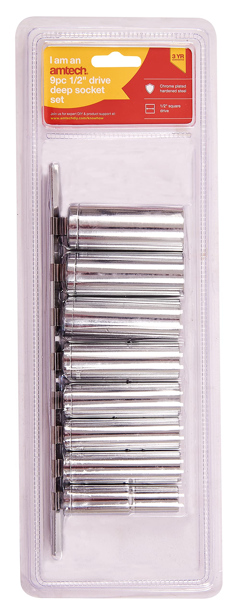 Amtech I6600 9 Piece 1/2” Metric deep Socket Set, Transparent - Image 2