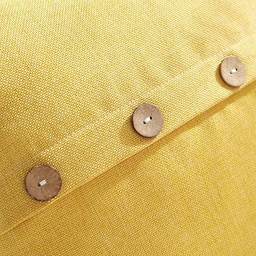 Miniatura 4 de Meekio Juego de 2 fundas de almohada de color amarillo limón de 18 x 18 pulgadas, fundas de almohada de lino con botones de coco, decoración rural,
