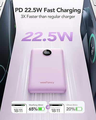 Miniatura 3 de Mini cargador portátil con cables incorporados 22.5 W carga rápida cargador USB-C batería pequeña 10000mAh batería delgada esencial de viaje