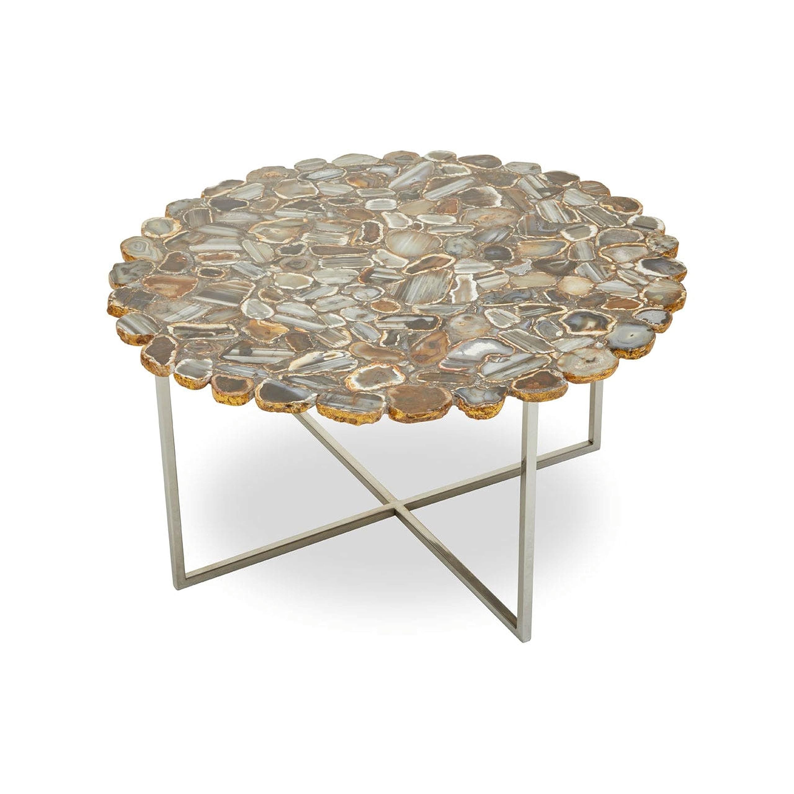 Table d'angle en agate pour décoration de jardin et terrasse