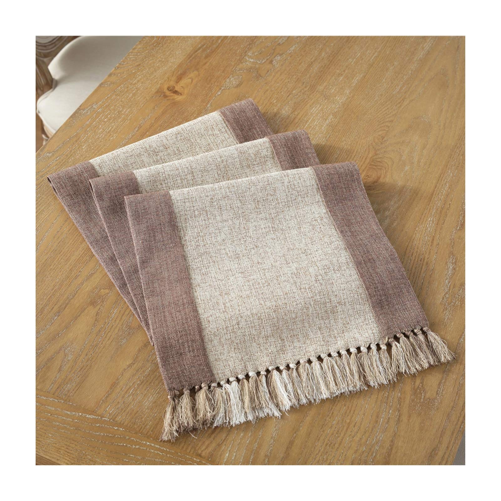 Daesar Runner Tavolo 38x240 CM, Runner Tavolo Moderno Beige con Nappa Runner per Salotto Runner Cotone Lino Tavola