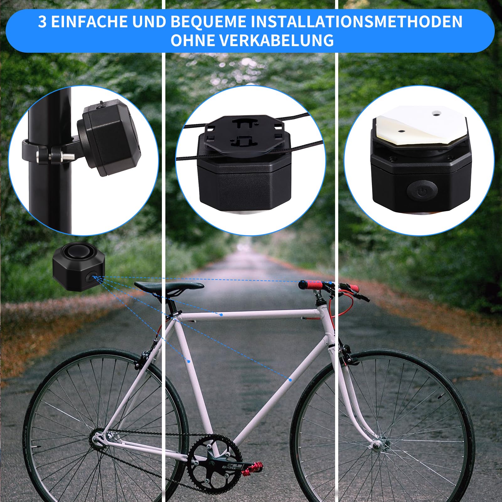 Fahrrad Alarmanlage Fahrradalarmanlagen mit Fernbedienung Drahtlose - USB-C Wasserdicht Motorrad Fahrrad Tracker Diebstahlschutz Anti-Diebstahl-Vibration Scooter Roller Alarmanlage Bike Alarm