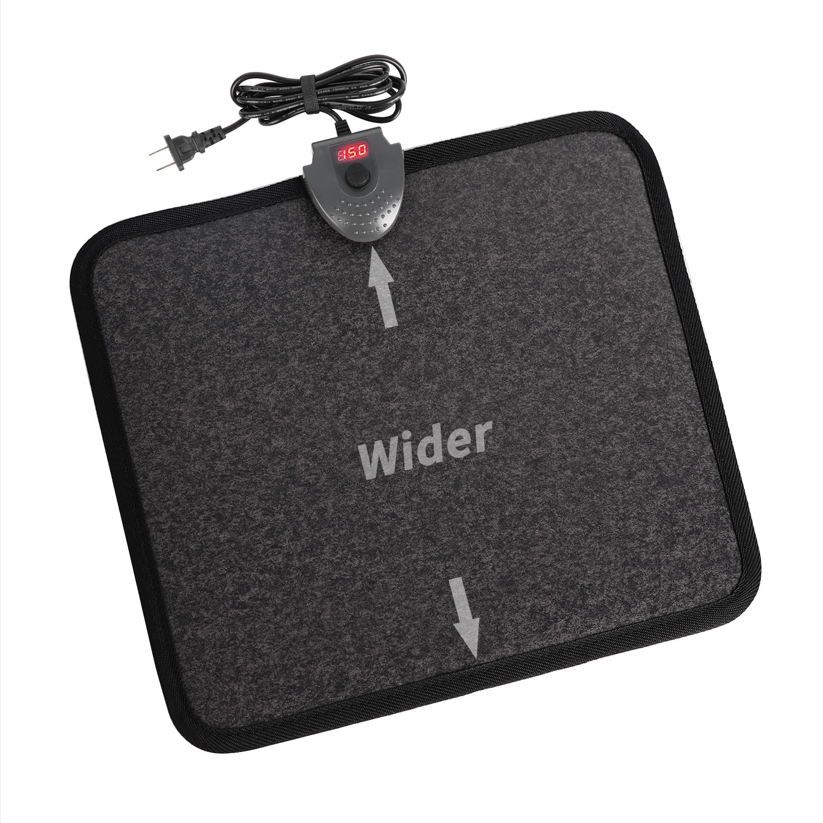 Heated Floor Mat Under Desk for Foot Warmer - Wider 110V Adjustable Temperature Electric Space Heaters Heating Pad - Carbon Crystal & Energy Saving Feet Warmers for Office,Home (Black Gray)