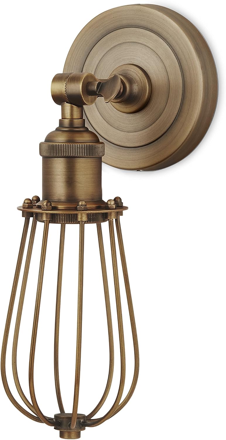 Amazing 🔥 Satin Nickel Cage Wall Sconce Lamp with 1 Edison Style Bulb, Rain Drop Clifton Collection, ETL Listed