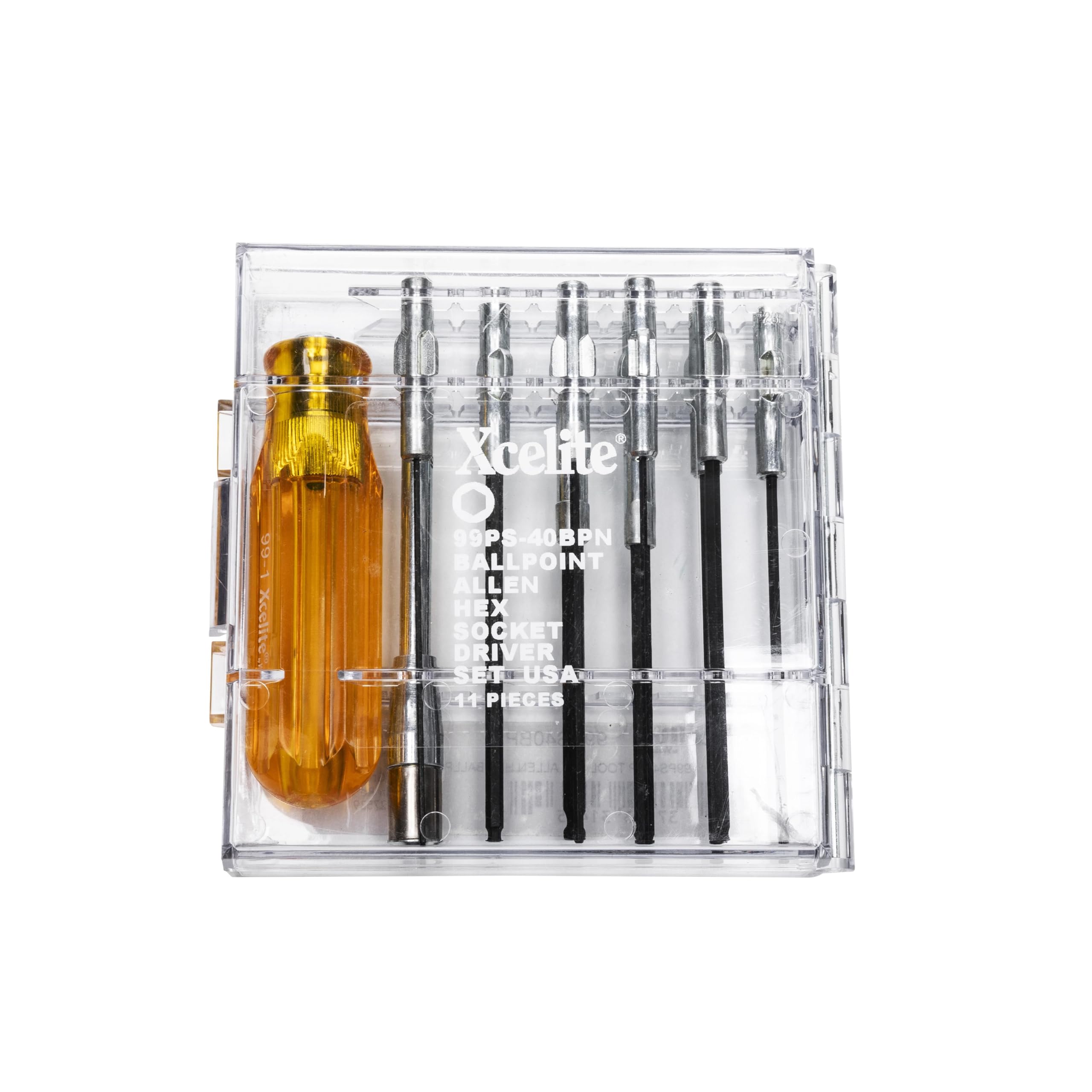 Weller Xcelite 99PS40BPN Set chiavi esagonali Allen® a testa sferica da 11 pezzi – misure in pollici, serie 99®, con impugnatura ed estensione