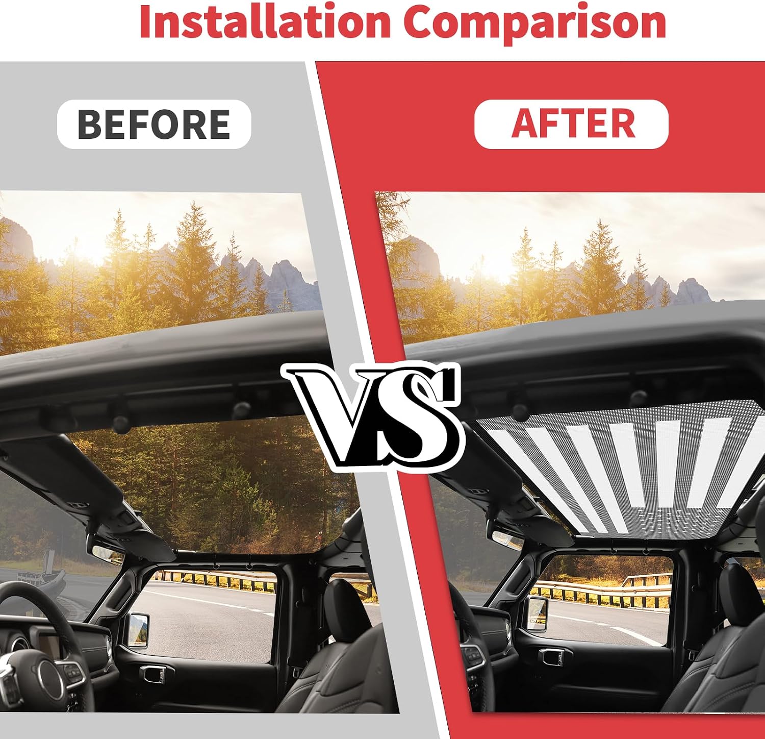 Jimen for JLU Bimini Top, Front & Rear Sun Shade American Flag Mesh Bikini Top Fit for Jeep Wrangler JL & Unlimited 4 Door 2018-2023