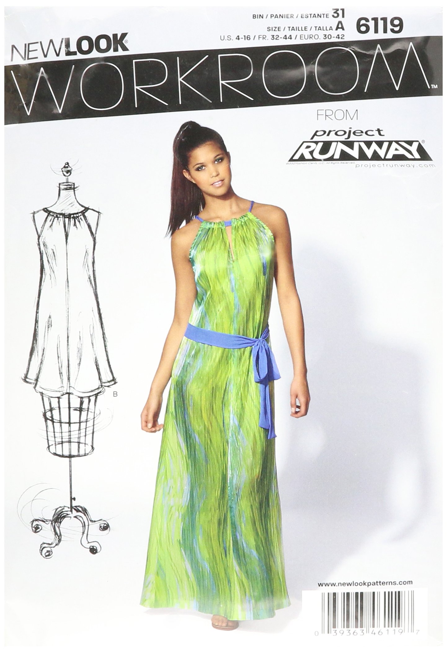 Patron de couture New Look NL6119 pour robe avec ceinture 22x15 cm