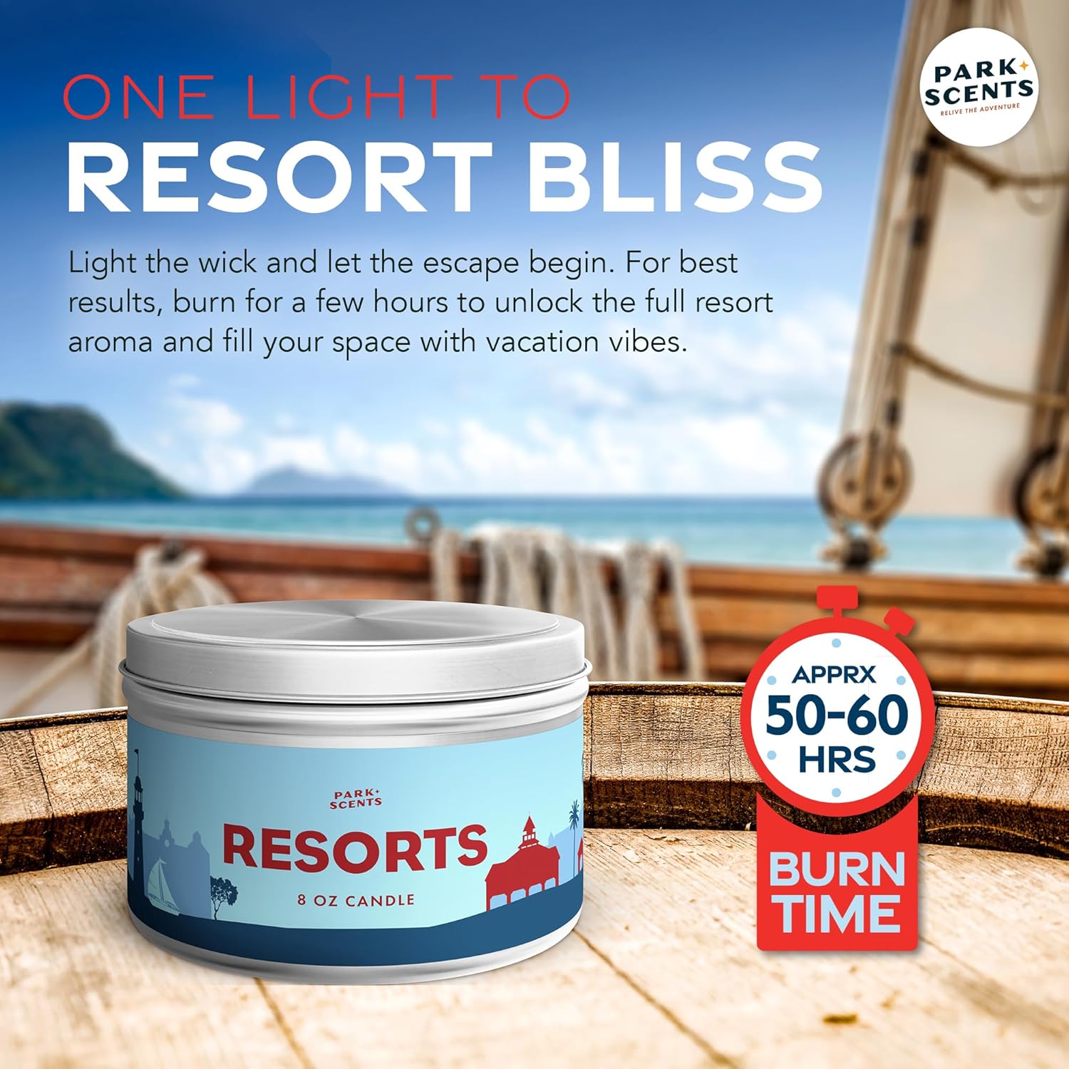 Park Scents Resorts – Floridian Theme Park Luxury Hotel Candle – Clover, Aloe, Citrus & Daisy Scented Candles for Home – 8oz Vegan Soy Wax Blend, Birthday Gifts for Women, Hostess, Sister, Best Friend