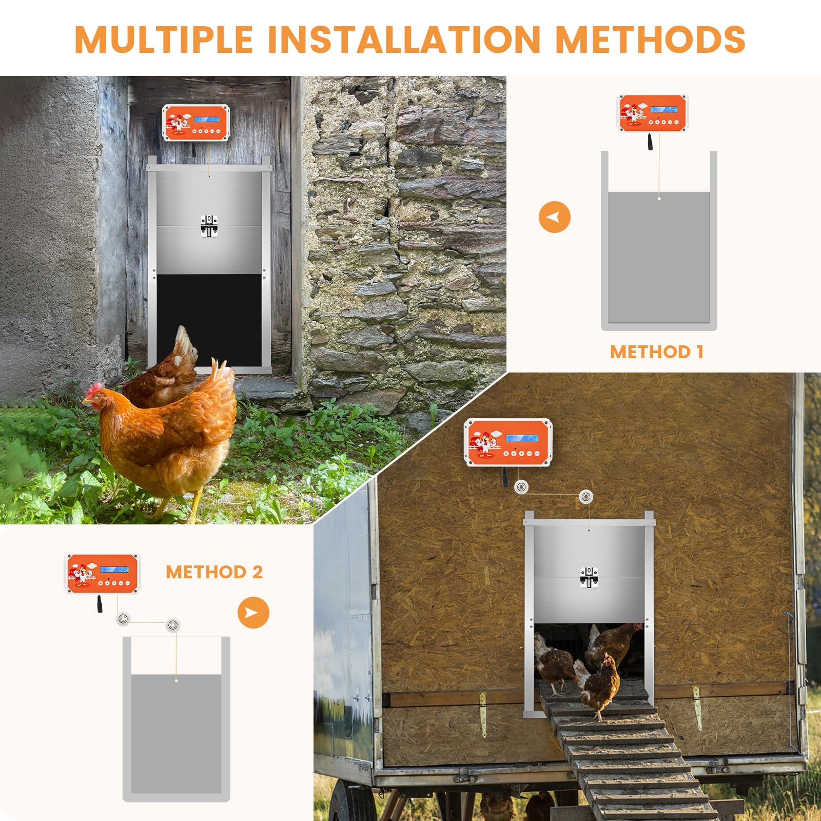 Puerta eléctrica para gallinero con temporizador, 3 kg