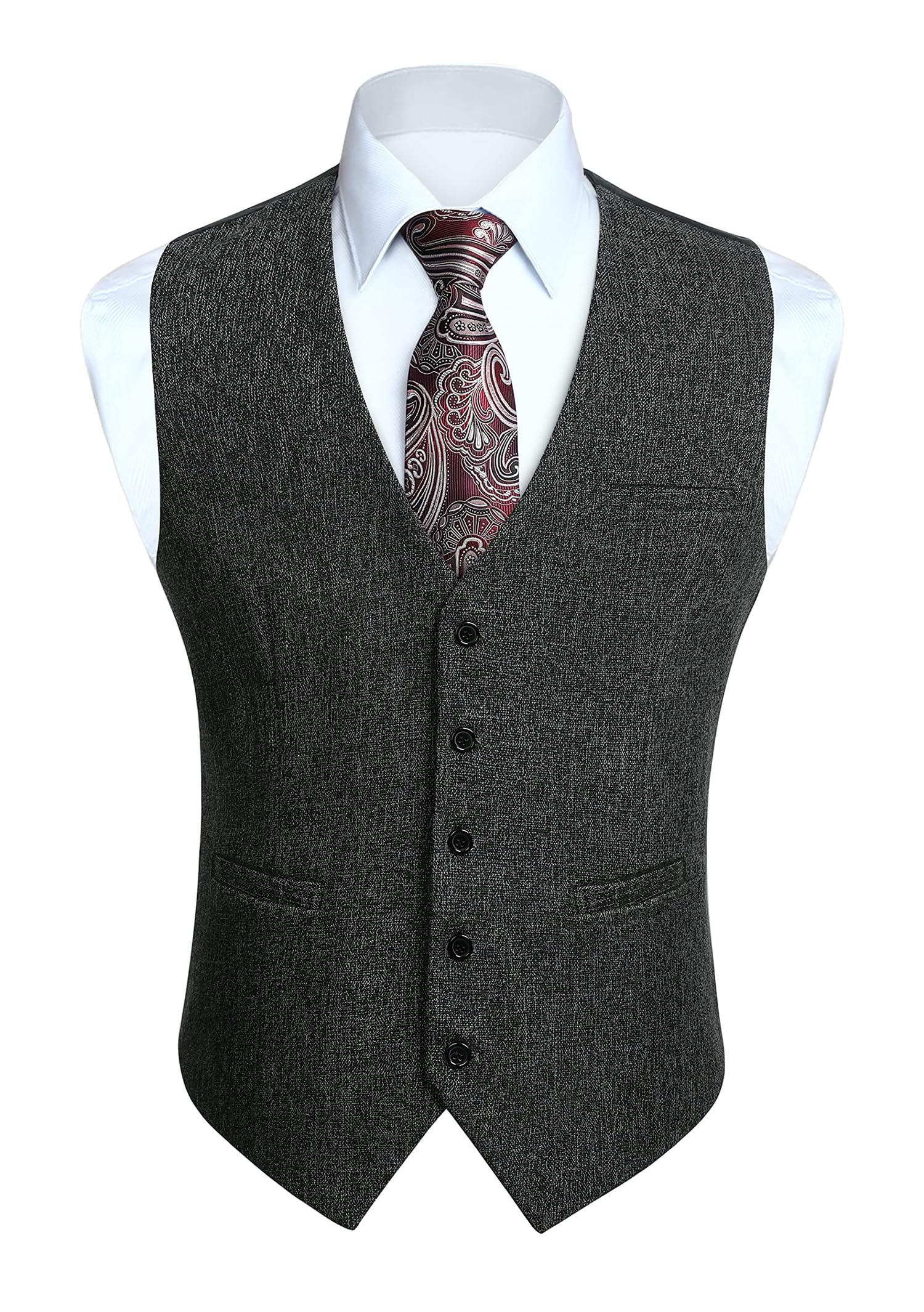 HISDERN Gilet Da Abito Da Uomo Formale Matrimonio Tinta Unita Classico Elegante Senza Maniche Casual Cerimonia Cotone Panciotto XS-4XL