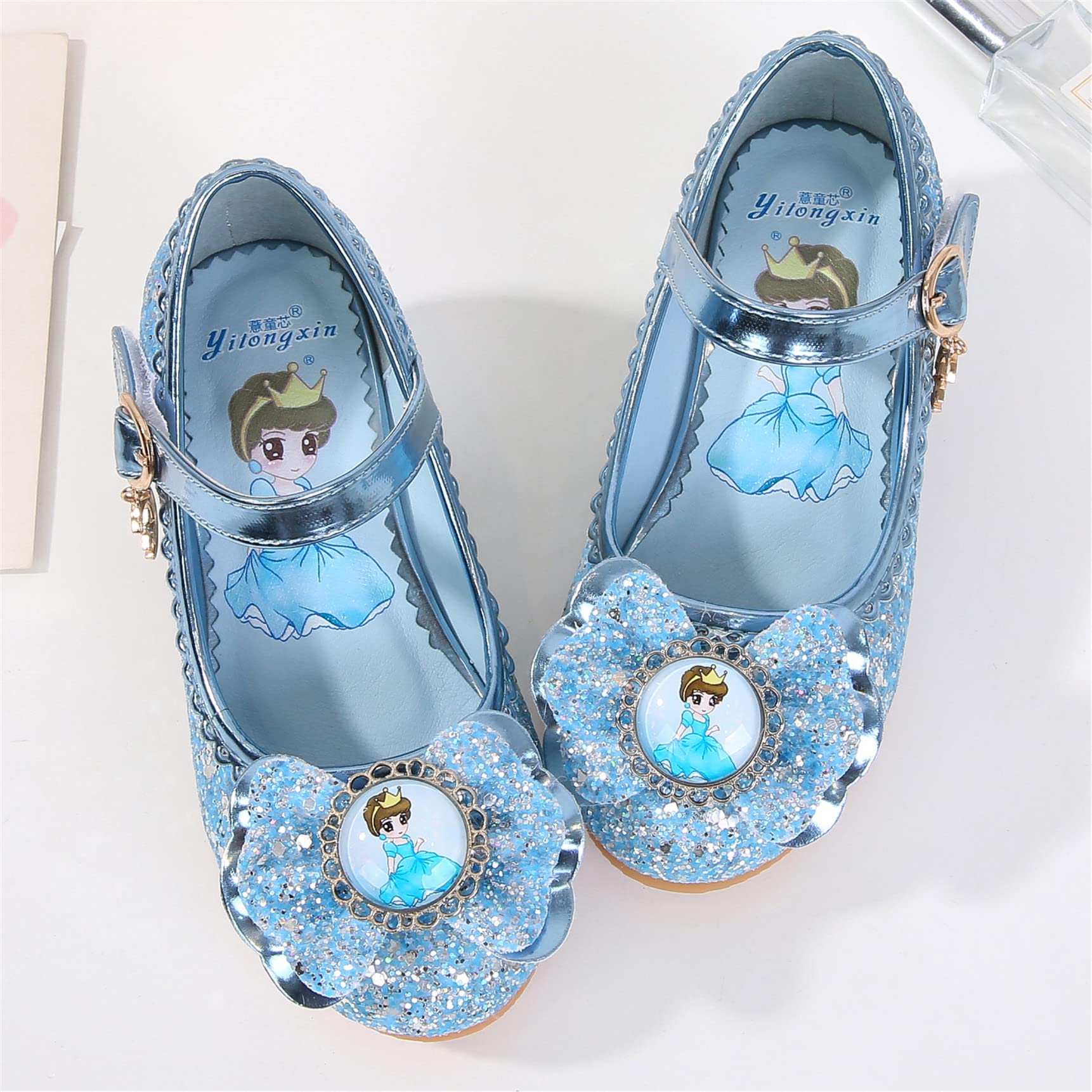 Chaussures Princesse Bout Fermé Talons Antidérapant Paillettes Déguisement Carnaval
