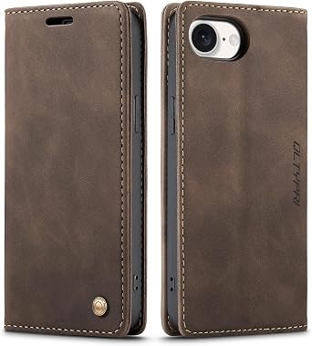 QLTYPRI for iPhone 17e/16e Wallet Case with Card Holders, Coffee Brown