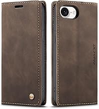 QLTYPRI Case for iPhone 17e/16e, Vintage PU Leather Wallet Case Card Slot Kickstand Magnetic Closure Shockproof Flip Folio Cover for iPhone 16e/17e - Coffee Brown