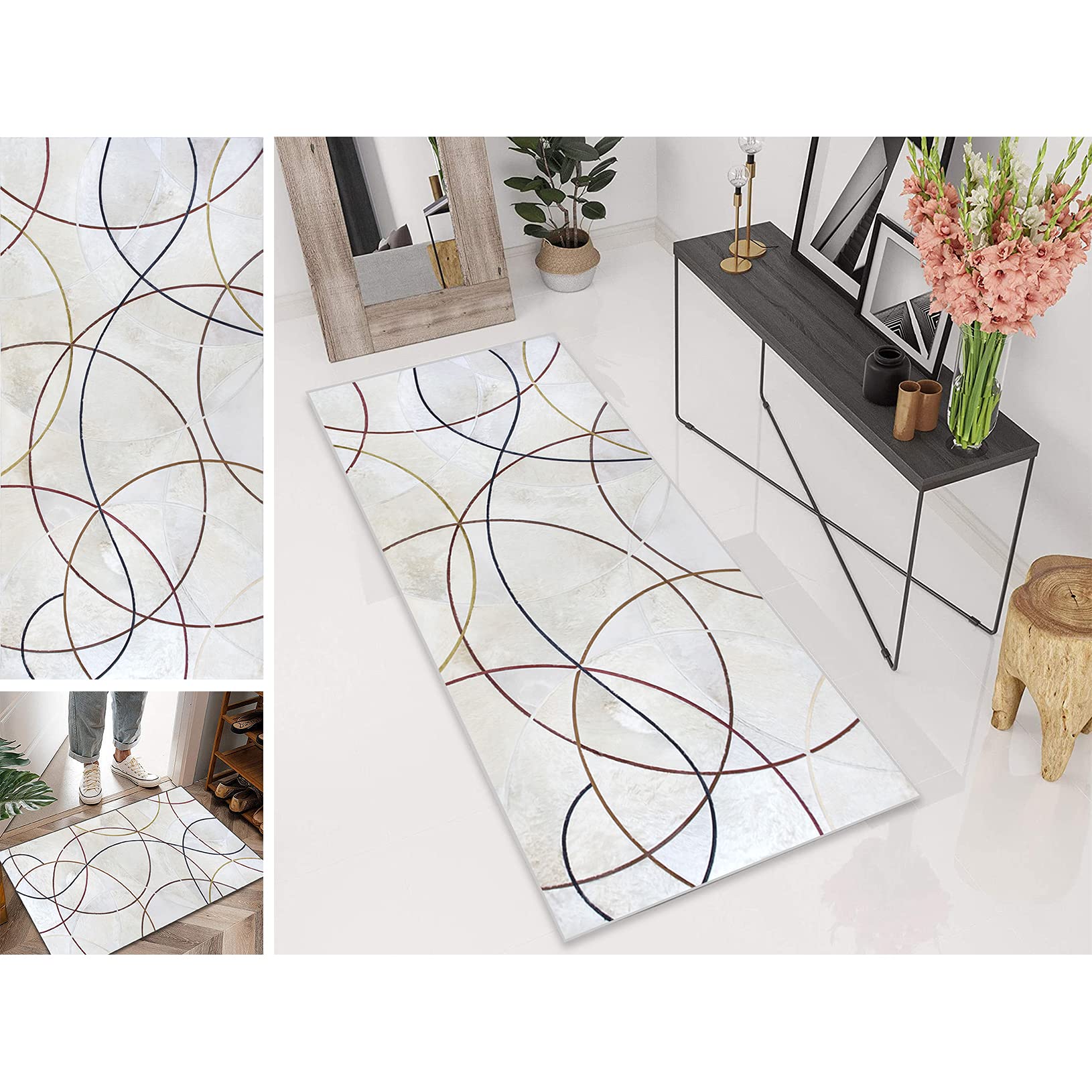 FANGJIE Runner Rug 120x380cm Easy Clean ​Durable Washable Long Runner Rugs Custom Length, Size Customizable for Living Room/Kitchen/Hallway/Bedroom/Corridor, A — image 1