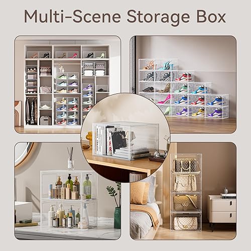 Miniatura 6 de Paquete de 8 cajas de almacenamiento de zapatos, contenedores organizadores de zapatos de plástico duro para tenis, cajas de zapatos de plástico